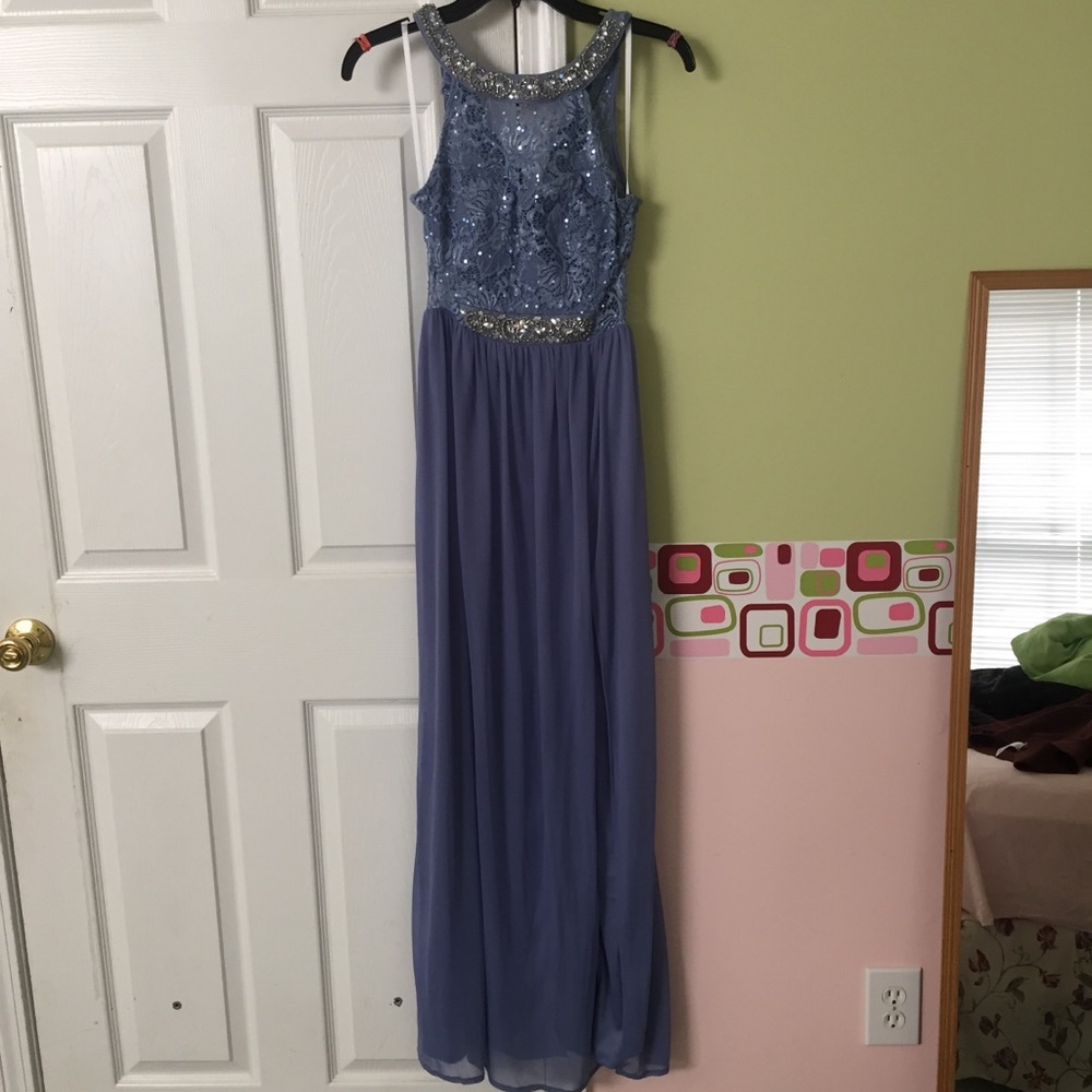 long side slit prom dress